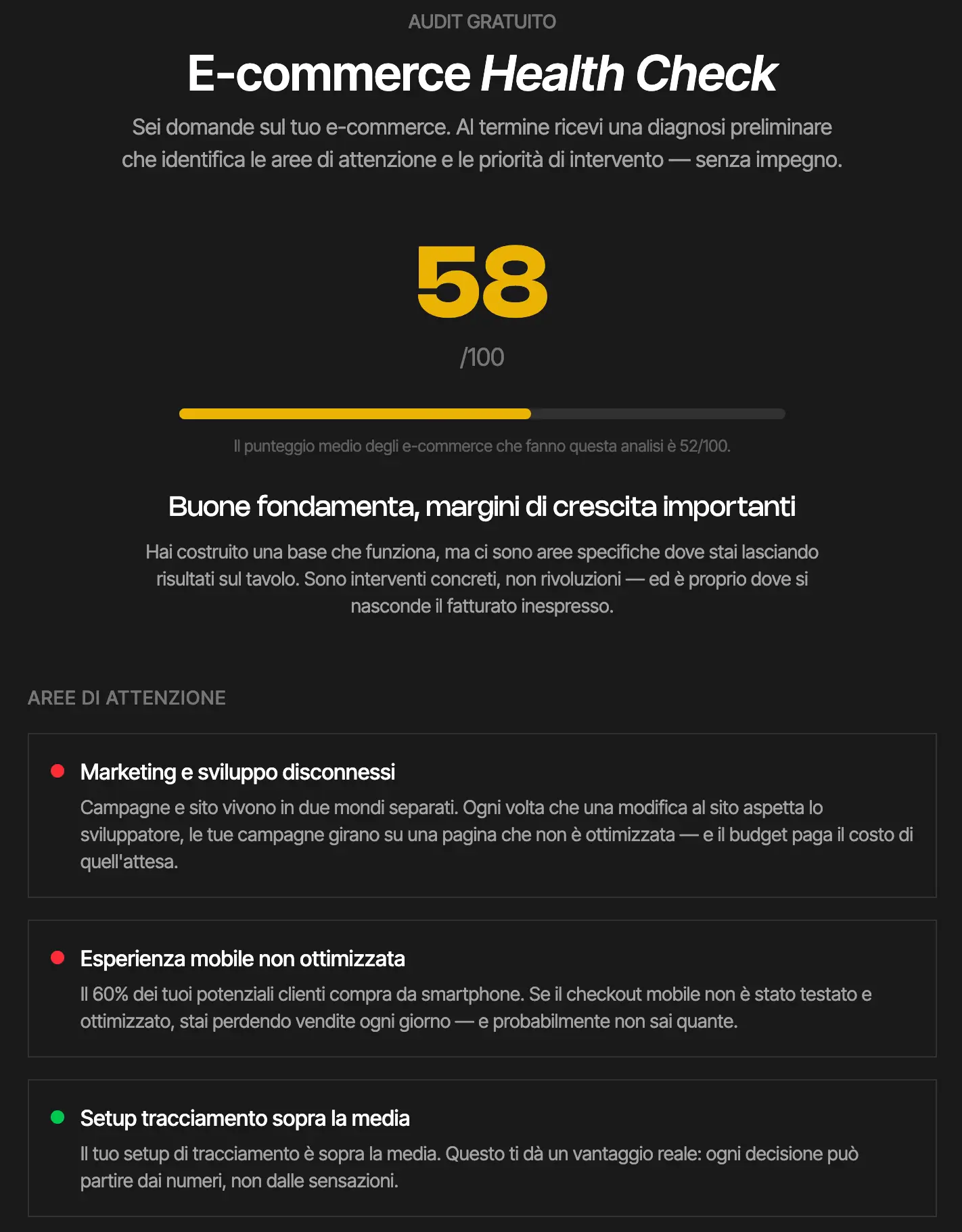 Health Check gratuito per e-commerce — Coiné